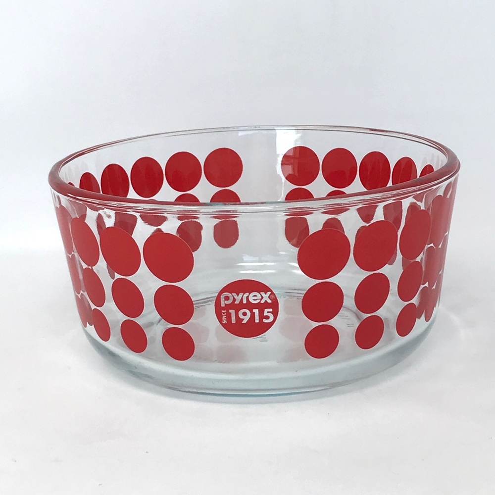 Pyrex Glass Bowl Red Polka Dots 100yr Anniversary